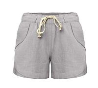 Hrjxfpt Linen Pants for Women Women Casual Solid Color Cotton Pockets Bandage Elastic Waist Shorts Pants Elastic Waist Cycling Shorts Women Plus Size Sales Travel Essentials Grey