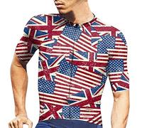 Hrjxfpt Union Jack T Shirt Mens British Flag Slim Casual Breathable Short Sleeved T Shirt Cycling Jacket O Neck Flag Print Hawaiian Shirt Promotions Festival Essentials
