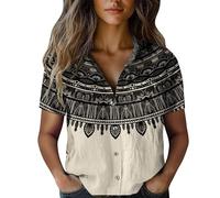 Hrjxfpt Women's Linen Summer Tops Long Satin Work Suits Womens Clothes Sale Clearance Women Cotton Shirt Printed Fashion Down Daily Casual Top Short Sleeve Blouse (01-F-Beige, M)