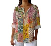Hrjxfpt Women's Tops Size 14 Linen Black Denim Spring Tunics My Orders Ladies' Fashion Printed Single Button Long Sleeve Top (01-E-Yellow, XXXXXXL)