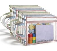 HRJZF 10 Pack Colored Mesh Zipper Pouch Bags, A4 Double-Layer Nylon Puzzle Building Block Sets Toy Storage Bags,Breathable See Through Zipper Pouch with Handle Pocket for School Office Games