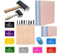 HRJZF 30 Pieces Rubber Stamp Carving Blocks Set with Rubber Carving Blocks, Carving Tools and Sharpening Stone for Creating Artistic Prints, Card Making Printing Making