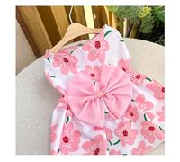 Hrlace 1 Piece Dog Dress Princess Dresses Bow Dress Floral Pattern Summer Pet Outfits Tutu Skirt Clothing for Female Cats, Small Pets Pink Trumpet XL