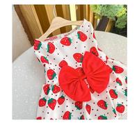 Hrlace 1 Piece Dog Dress Princess Dresses Bow Dress Floral Pattern Summer Pet Outfits Tutu Skirt Clothing for Female Cats, Small Pets Red Strawberry M