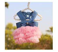 Hrlace 1 Piece Dog Dress Princess Dresses Bow Dress Floral Pattern Summer Pet Outfits Tutu Skirt Clothing for Female Cats, Small Pets Cowboy M