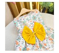 Hrlace 1 Piece Dog Dress, Princess Dresses, Bow Dress, Floral Pattern, Summer Pet Outfits, Tutu Skirt, Clothing for Female Cats, Small Pets, Yellow, M