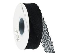 Hrlace 1 Roll Lace Ribbon Vintage 3 cm Wide Lace Trim Fabric Ribbon Decorative Ribbon Gift Ribbon Wedding Trims and Ribbons for Sewing for DIY Wedding Costumes, Party, Cake Boxes, 20 Yards Black