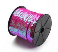 Hrlace 100 Yards Sequin Roll 6 mm Sequin Ribbon Flat Sequins Glitter Ribbon Colourful Sequin Roll Sequin Spool String Shiny Trim for Sewing, Jewellery Making, Crafts, 1 Roll Light Pink