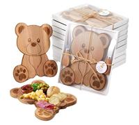 Hrlace 12 Sets Cheese Board Set for Baby Shower Bear Shape Wooden Cheese Cutting Board Charcuterie Boards with Knife Forks Gift Boxes for Wedding Bridal Shower Birthday Party Christmas Gift