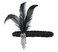 Hrlace 1920s Flapper Accessories Set Women's Costume Great Gatsby Accessories 20s Theme Set Halloween Accessories with Feather Headband Headpiece Long Gloves Faux Pearl Necklace Earrings 10#