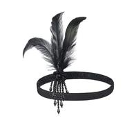 Hrlace 1920s Flapper Accessories Set Women's Costume Great Gatsby Accessories 20s Theme Set Halloween Accessories with Feather Headband Headpiece Long Gloves Faux Pearl Necklace Earrings 9#
