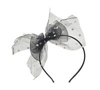 Hrlace Bow Headband Lace Hair Band Tulle Dot Pattern Headband Elastic Hair Bow Hair Accessories for Women and Girls Party Valentine's Day Birthday Wedding Headband Grey