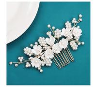Hrlace Bridal Wedding Hair Combs Crystal Flower Hair Accessories Pearls Bridal Flowers Hair Clips Pearl Rhinestone Bridal Hair Pins Leaf Headpiece for Women and Girls Bridesmaids Gold L3160