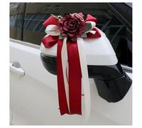 Hrlace Car Decoration Wedding Simulation Flower Bow Car Bows Wedding Car Decoration Embellished Rear View Mirror Door Handle Decoration with Suction Cups Car Decoration for Wedding New Houses Party #5