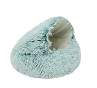 Hrlace Cat Bed Cat Cave Bed Round Fluffy Pet Bed Anti-Anxiety Soothing Plush Dog Bed with Hood Non-Slip Underside Washable for Small Dogs Kittens Green Short Pile 80 cm