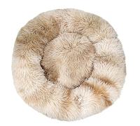 Hrlace Cat Beds for Indoor, Washable Cat Bed, Modern Soft Plush Pet Bed with Non-Slip Underside, Anti-Anxiety, Round, Fluffy, Plush Faux Fur for Autumn and Winter, Beige Brown, 1# 110 cm