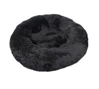 Hrlace Cat Beds for Indoor, Washable Cat Bed, Modern Soft Plush Pet Bed with Non-Slip Underside, Anti-Anxiety, Round, Fluffy, Plush Faux Fur for Autumn and Winter, Black, 110 cm