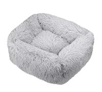 Hrlace Cat Beds, Square Fluffy Plush Dog Bed, Soothing Pet Bed, Washable, Self-Warming with Non-Slip Base Cushion for Medium Dogs and Cats, Light Grey, XXL