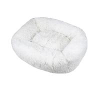 Hrlace Cat Beds, Square Fluffy Plush Dog Bed, Soothing Pet Bed, Washable, Self-Warming with Non-Slip Base Cushion for Medium Dogs and Cats, White, XXL