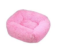 Hrlace Cat Beds, Square Fluffy Plush Dog Bed, Soothing Pet Bed, Washable, Self-Warming with Non-Slip Base Cushion for Medium Dogs and Cats, Light Pink, XXL