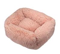 Hrlace Cat Beds, Square Fluffy Plush Dog Bed, Soothing Pet Bed, Washable, Self-Warming with Non-Slip Base Cushion for Medium Dogs and Cats, Leather, Pink, XXL