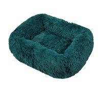 Hrlace Cat Beds, Square Fluffy Plush Dog Bed, Soothing Pet Bed, Washable, Self-Warming with Non-Slip Base Cushion for Medium Dogs and Cats, Cyan Blue, XXL