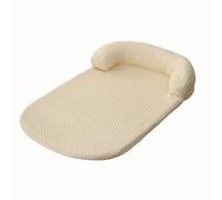 Hrlace Cooling Mat for Dogs, Summer Sleeping Cool Ice Silk Bed, Breathable Cooling Pad with Cushion and Non-Slip Underside, Removable, Washable, for Crate, Kennel, Bed, Beige, XL