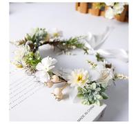 Hrlace Flower Wreath Hair Wreath Flowers Headband Flower Crown for Girls Women Artificial Flower Headbands Flower Headband with Ribbon for Wedding Birthday Party Beach Bride Bridesmaid 1#