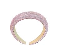 Hrlace Glitter Rhinestone Headband Women's Wide Hair Band Crystal Headbands Rhinestone Headband Elegant Fashion Headband for Women Girls Wedding Party Bridal Hair Accessories 2.5 cm Light Pink