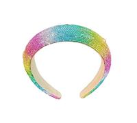 Hrlace Glitter Rhinestone Headband Women's Wide Hair Band Crystal Headbands Rhinestone Headband Elegant Fashion Headband for Women Girls Wedding Party Bridal Hair Accessories 3 cm Dark Rainbow