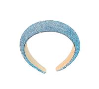 Hrlace Glitter Rhinestone Headband Women's Wide Hair Band Crystal Headbands Rhinestone Headband Elegant Fashion Headband for Women Girls Wedding Party Bridal Hair Accessories 2.5 cm - Blue