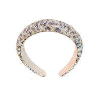 Hrlace Glitter Rhinestone Headband Women's Wide Hair Band Crystal Headbands Rhinestone Headband Elegant Fashion Headband for Women Girls Wedding Party Bridal Hair Accessories 3 cm Yellow Leopard