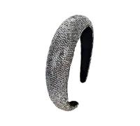 Hrlace Glitter Rhinestone Headband Women's Wide Hair Band Crystal Headbands Rhinestone Headband Elegant Fashion Headband for Women Girls Wedding Party Bridal Hair Accessories 2.5 cm Transparent Grey