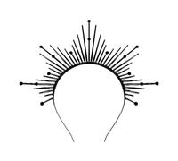 Hrlace Halo Headband Hair Band Crown Headdress Goddess Halo Crown Headbands with Spiked Crown Sunburst Hair Accessory for Women Halloween Cosplay Festival Costume Renaissance Black