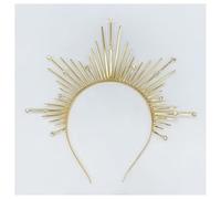 Hrlace Halo Headband Headband Crown Headdress Goddess Halo Crown Headbands with Spiked Crown Sunburst Hair Accessory for Women Halloween Cosplay Festival Costume Renaissance Gold