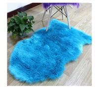 Hrlace Lambskin Sheepskin Faux Fur Rug - Longhair Soft Fluffy Chair Cushion Imitation Wool Bed Rug Sofa Mat for Chair Bedroom Blue 60 x 90 cm