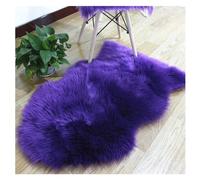Hrlace Lambskin Sheepskin Faux Fur Rug - Soft Fluffy Chair Cushion Imitation Wool Bed Sofa Mat for Chair Sofa Bedroom - Purple 65 x 100 cm