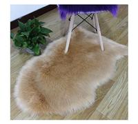 Hrlace Lambskin Sheepskin Rug - Faux Fur Longhair Soft Fluffy Chair Cushion, Imitation Wool Bed Sofa Mat for Bedroom, Brown 45 x 65 cm