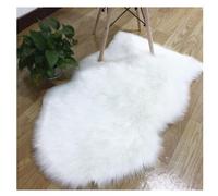 Hrlace Lambskin Sheepskin Rug - Faux Fur Longhair Soft Fluffy Chair Cushion, Imitation Wool Bed Sofa Mat for Bedroom, White 60 x 90 cm