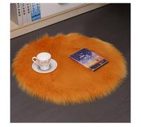 Hrlace Lambskin Sheepskin Rug Round Faux Fur Rug Washable Soft Fur Rug Fluffy Longhair Chair Cushion Imitation Wool Bed Rug Sofa Mat for Home Decoration Orange 40 x 40 cm