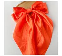 Hrlace Large Bow Hair Clips Women's Hair Bow Hair Clip with Long Tail French Hair Pin Plain Soft Silky Satin Bow Hair Accessories for Women Girls Orange
