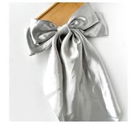 Hrlace Large Bow Hair Clips Women's Hair Bow Hair Clip with Long Tail French Hair Pin Plain Soft Silky Satin Bow Hair Accessories for Women Girls Grey