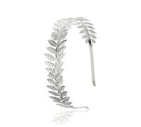 Hrlace Leaf Crown Headband Roman Goddess Headband Women's Leaf Crown Hair Band Bridal Headpiece Laurel Wreath Hair Accessories Boho Leaves Hair Crowns Accessories for Wedding Birthday Silver