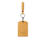 Hrlace Leather Access Card Holder RFID Key Fob NFC Smart Key Tag Protective Case Card RFID Pod ID Card Protective Cover General Access Card Case Leather Key Ring Large Apricot Yellow