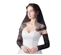 Hrlace Mantilla Veil Lace Church Catholic Church Veil Vintage Mass Veil Chapel Veil Headpiece Lace Veil for Bride Wedding Evening Prom Party Costume Black 88 x 58 cm