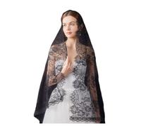Hrlace Mantilla Veil Lace Church Catholic Church Veil Vintage Mass Veil Chapel Veil Headpiece Lace Veil for Bride Wedding Evening Prom Party Costume Black 175 x 75 cm