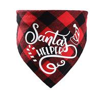 Hrlace Pack of 1 Dog Christmas Bandanas Classic Plaid Pet Scarf Merry Christmas Triangle Bib Cotton Dog Bandanas for Small Large Medium Dogs and Cats Red 4 M