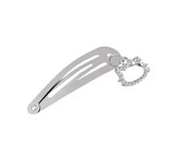 Hrlace Pack of 10 Hair Clips Girls 5 cm Snap Hair Clips Silver Metal Hair Clips Children's Hair Clips Hair Clip with Rhinestone Pendant Hair Snap Clips Hair Accessories for Children Girls Women Cats