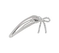Hrlace Pack of 10 Hair Clips Girls 5 cm Snap Hair Clips Silver Metal Hair Clips Children's Hair Clips Hair Clip with Rhinestone Pendant Hair Snap Clips Hair Accessories for Children Girls Women Bow