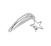 Hrlace Pack of 10 Hair Clips Girls 5 cm Snap Hair Clips Silver Metal Hair Clips Children's Hair Clips Hair Clip with Rhinestone Pendant Hair Snap Clips Hair Accessories for Children Girls Women